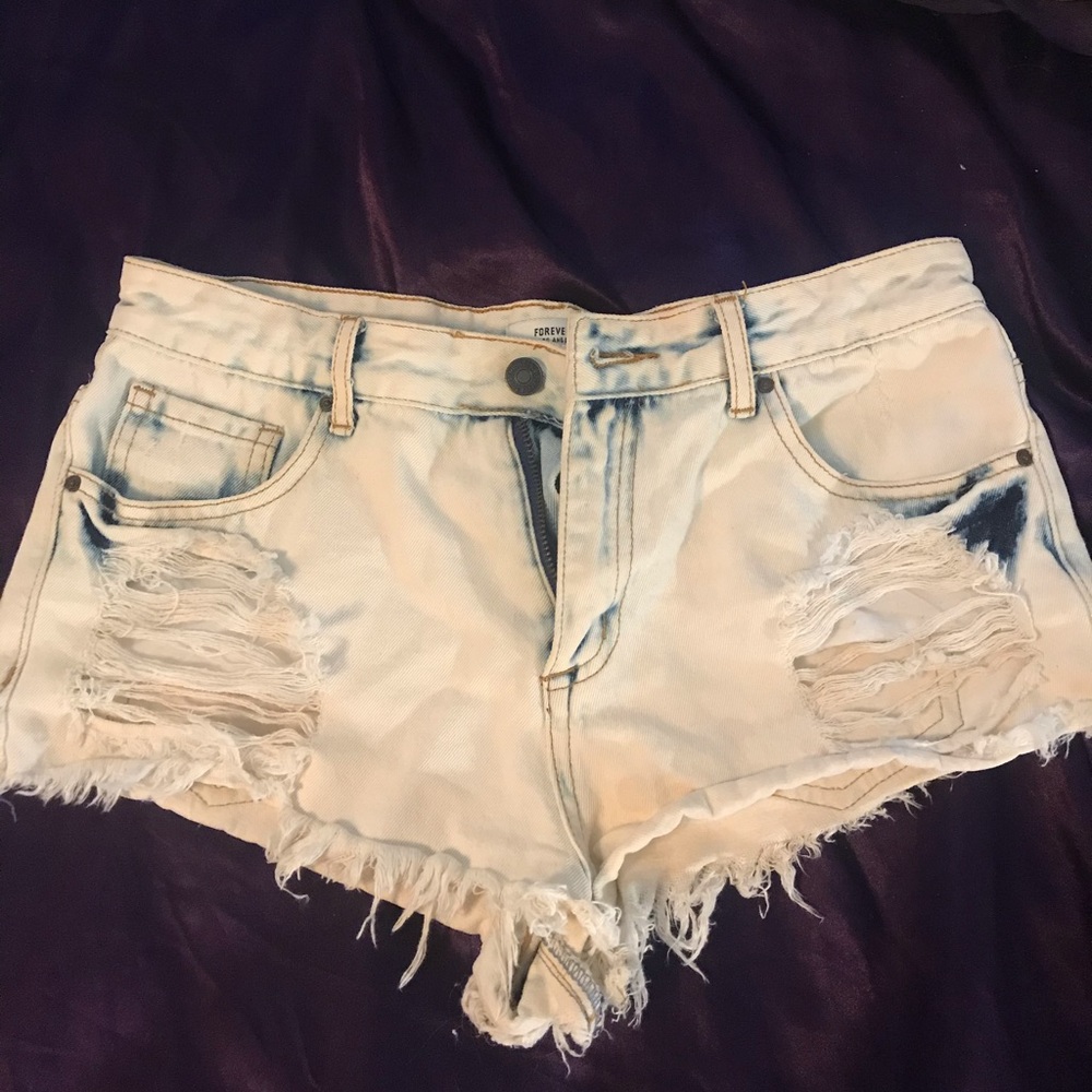 Acid wash high waisted denim shorts s28 forever 21